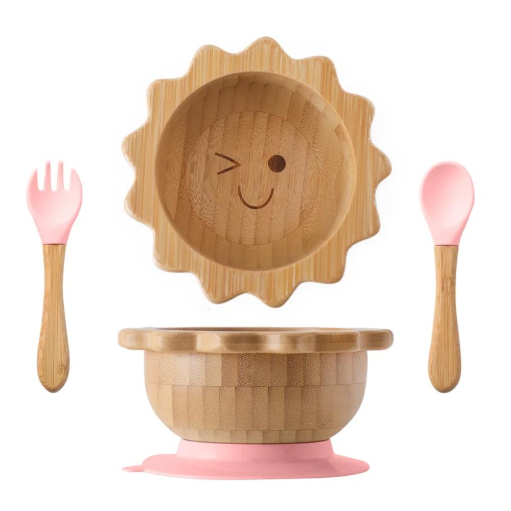 3PC Baby Wooden Feeding Tableware