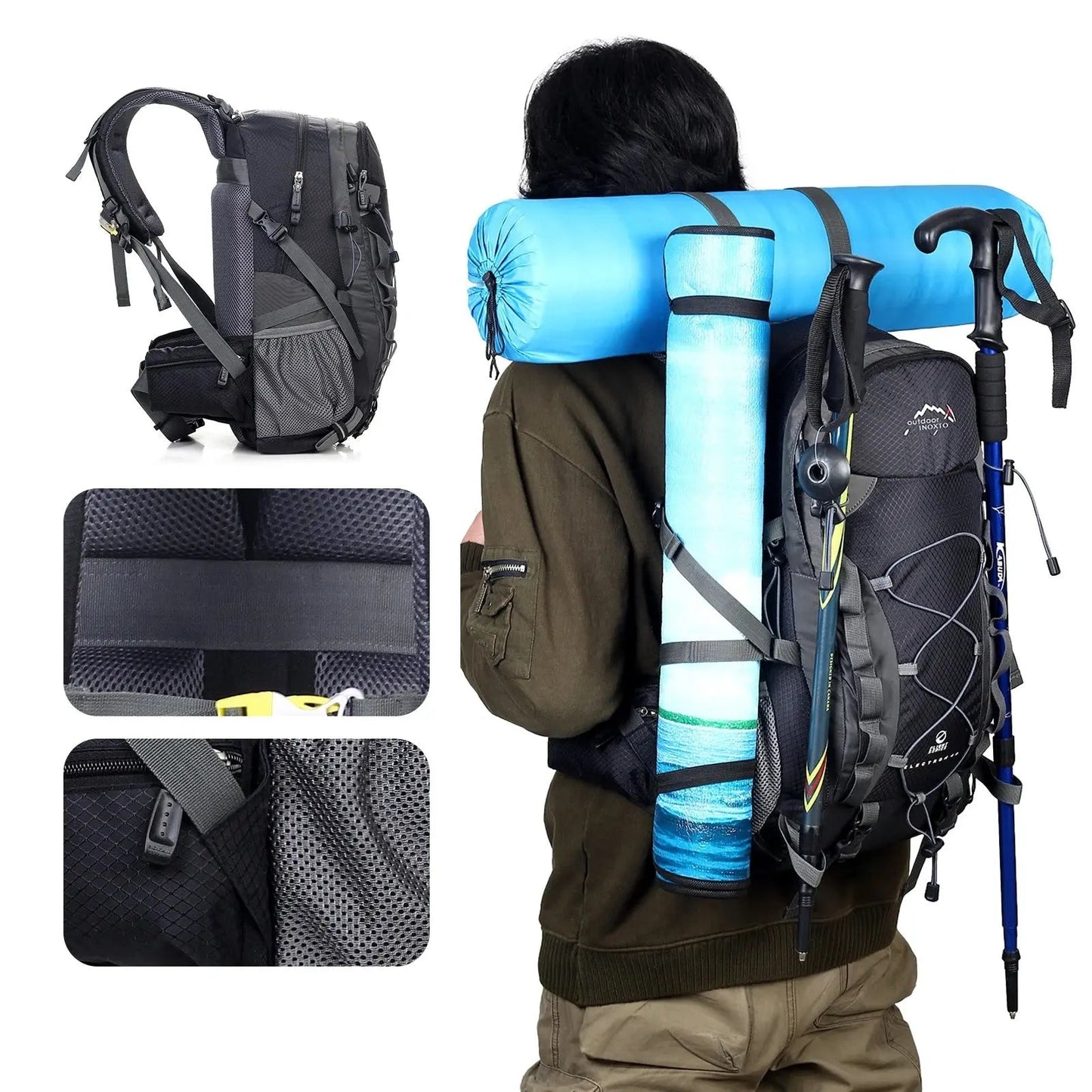 Waterproof Hiking Rucksack 40L Comfortable Trekking Bag - HappyKidMart