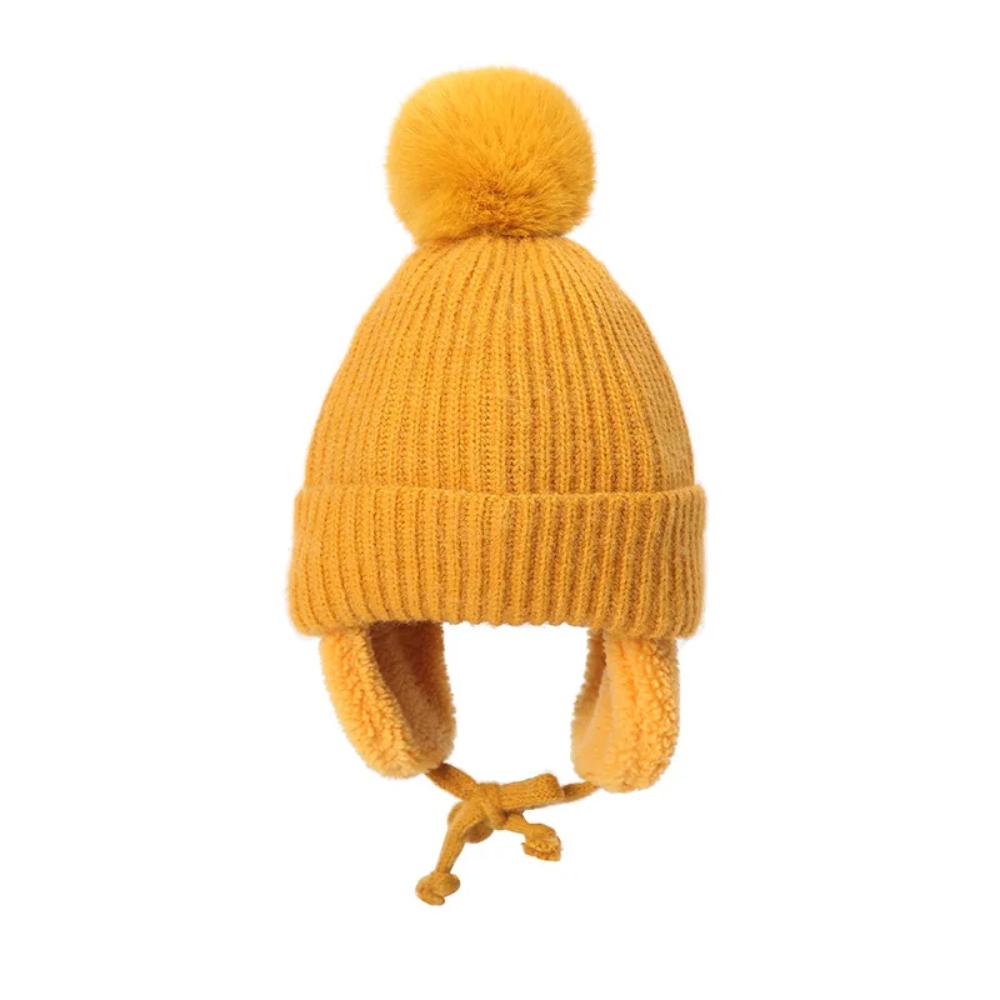 Baby Big Pompom Beanie with Earflap