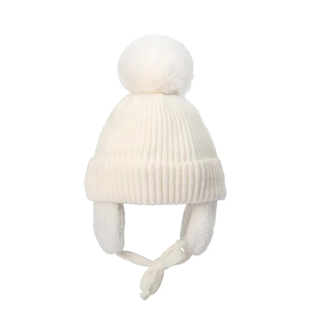 Baby Big Pompom Beanie with Earflap