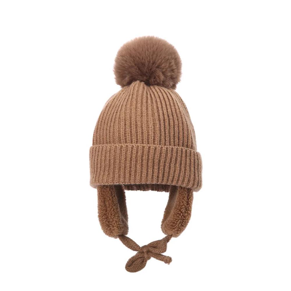 Baby Big Pompom Beanie with Earflap