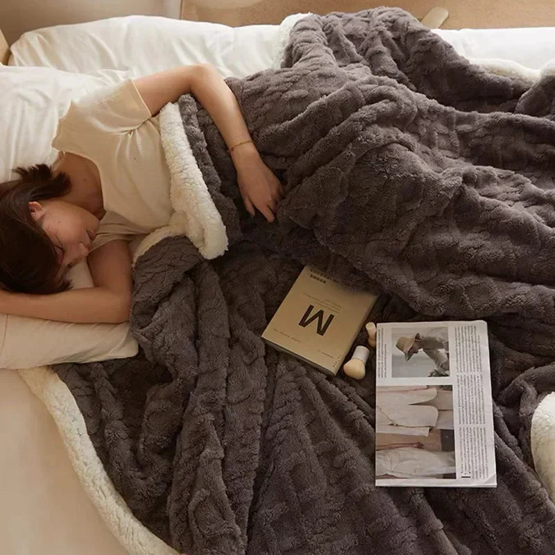 Cozy Reversible Fleece Throw Blanket