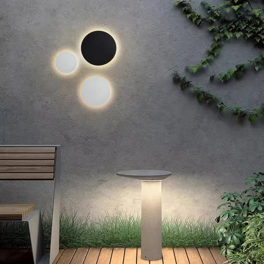 Contemporary Garden Wall Lamp | Round Metal Backlight - HappyKidMart