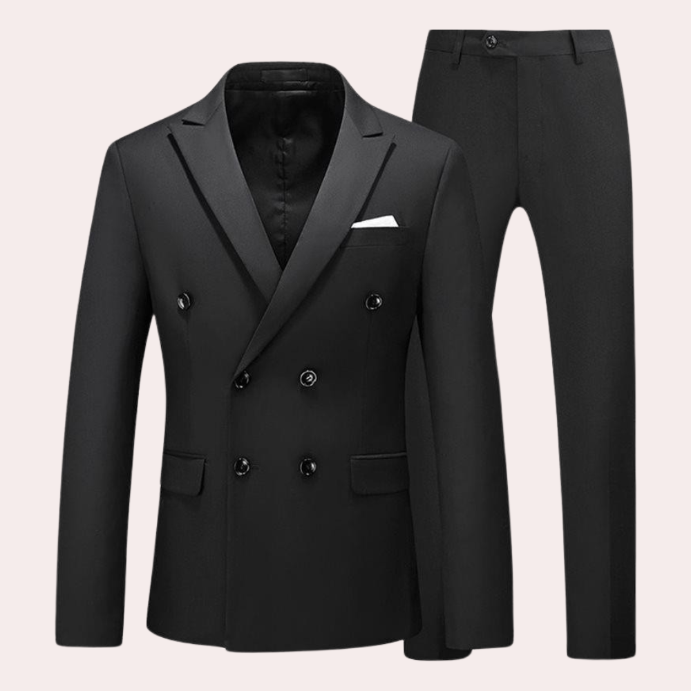 Classic 2 Button Men's Suit Set White Cotton Blend