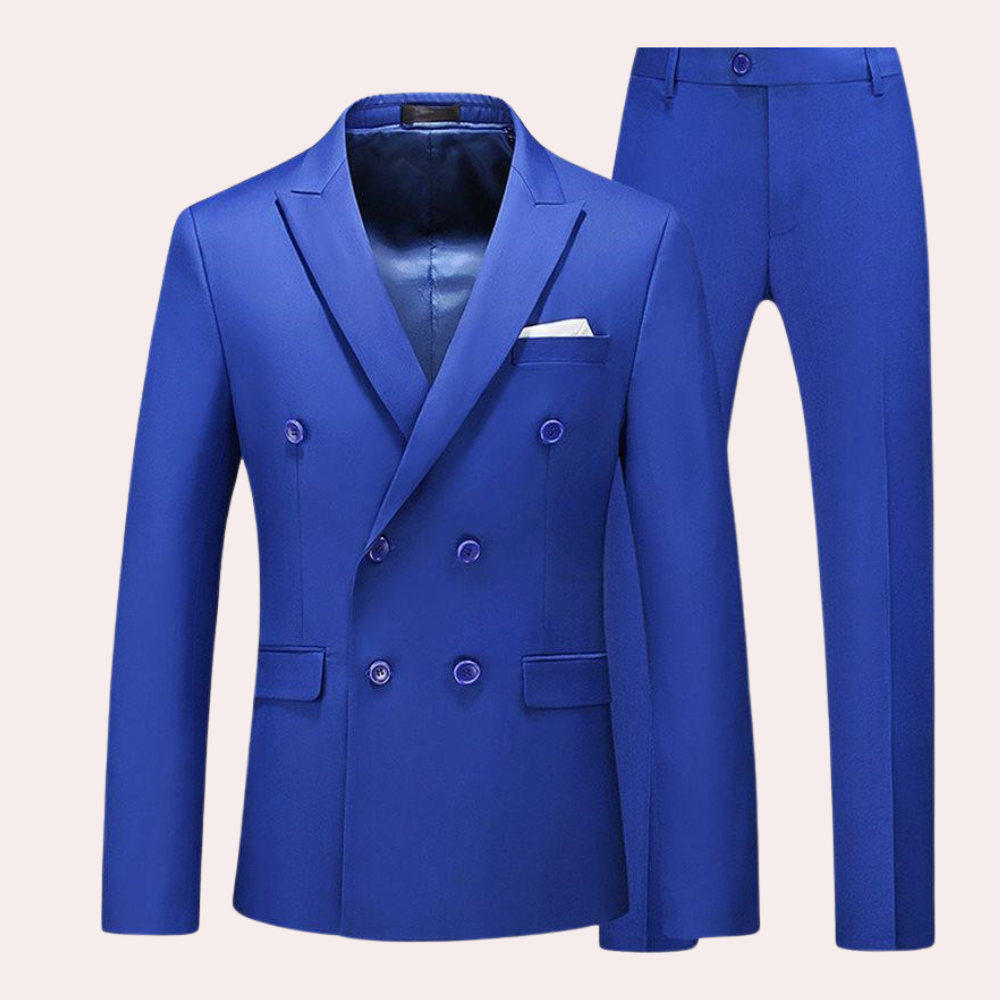 Classic 2 Button Men's Suit Set White Cotton Blend