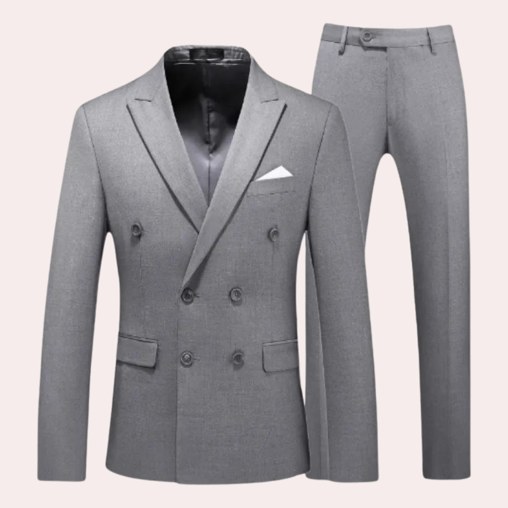 Classic 2 Button Men's Suit Set White Cotton Blend