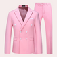 Classic 2 Button Men's Suit Set White Cotton Blend