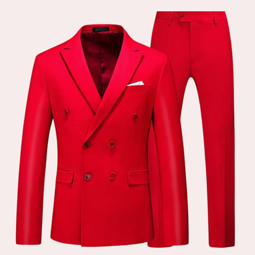 Classic 2 Button Men's Suit Set White Cotton Blend