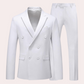 Classic 2 Button Men's Suit Set White Cotton Blend - HappyKidMart