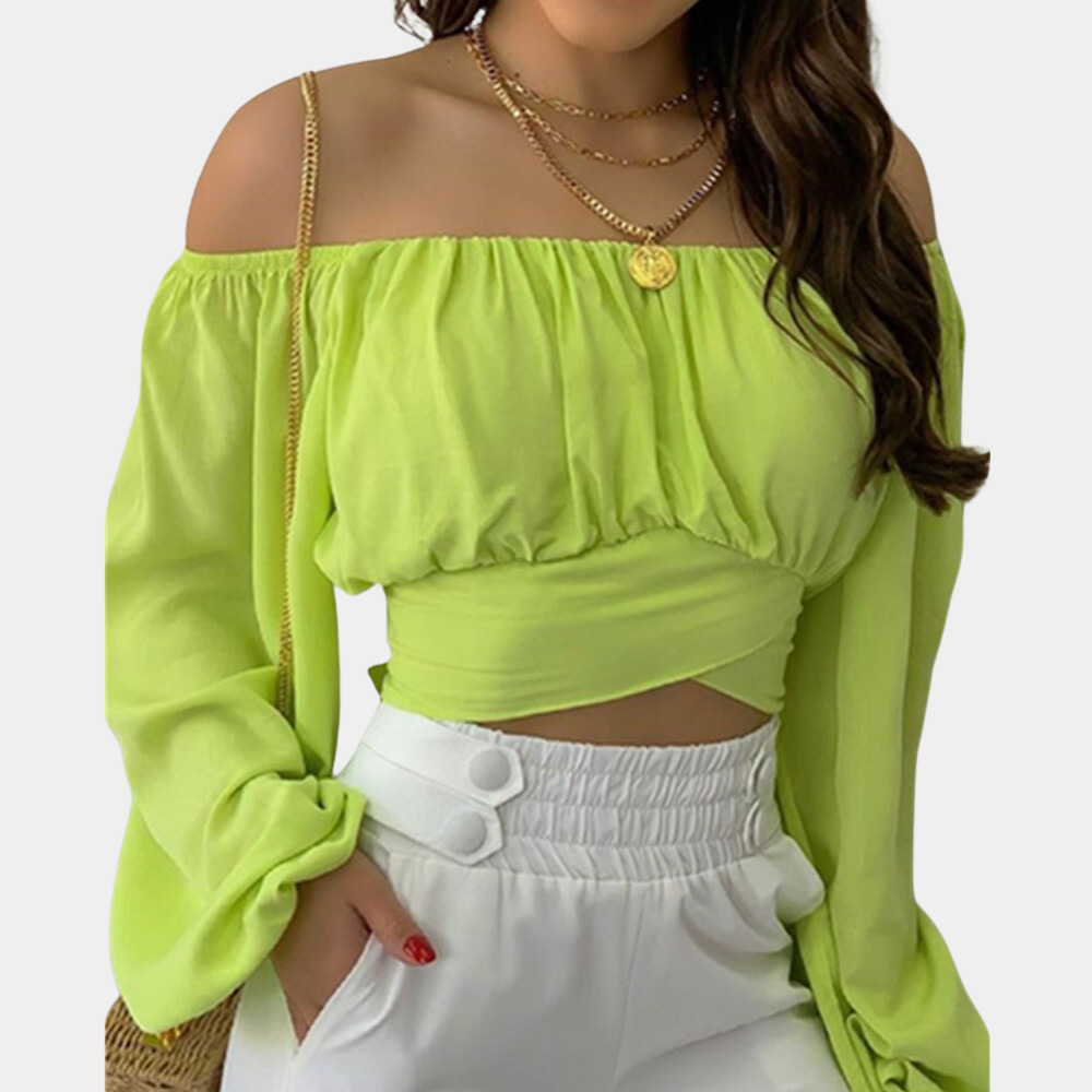 Chic Cold Shoulder Short Top | Flowy Cotton Sleeves