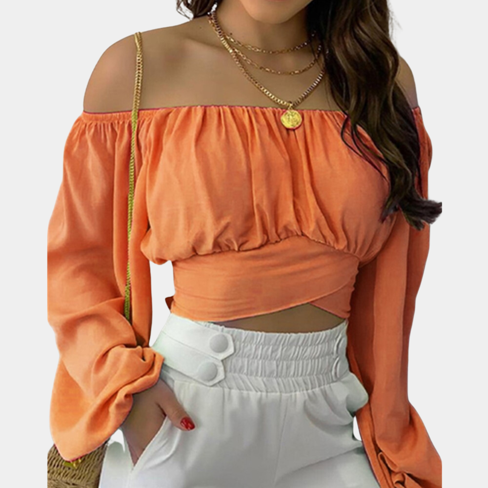 Chic Cold Shoulder Short Top | Flowy Cotton Sleeves