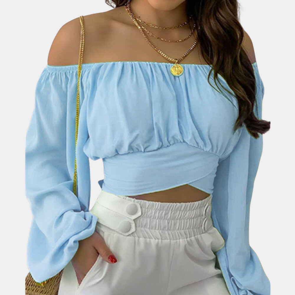 Chic Cold Shoulder Short Top | Flowy Cotton Sleeves