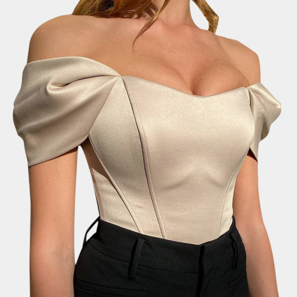 Chic Cold Shoulder Blouse | Luxe Satin Finish Top