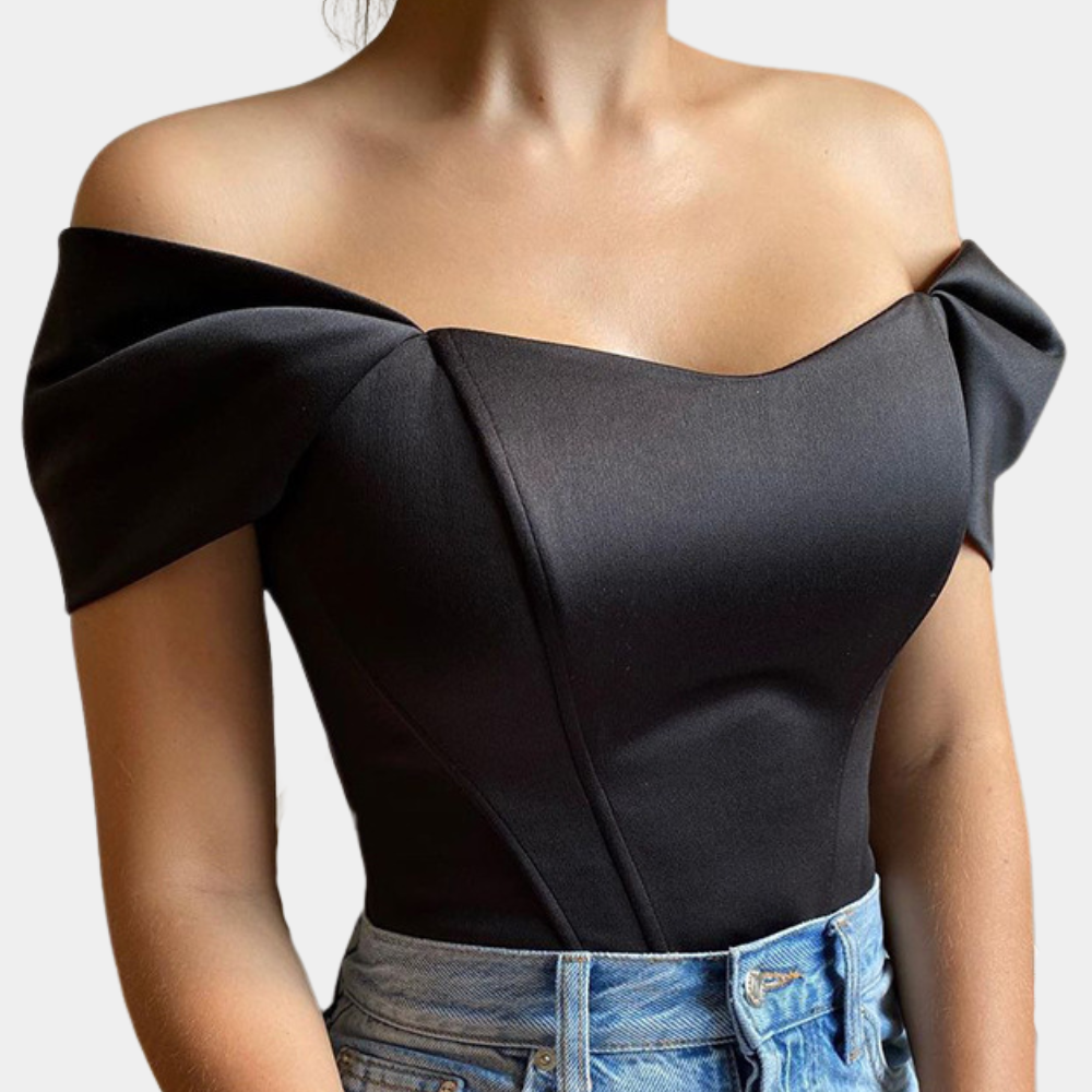 Chic Cold Shoulder Blouse | Luxe Satin Finish Top