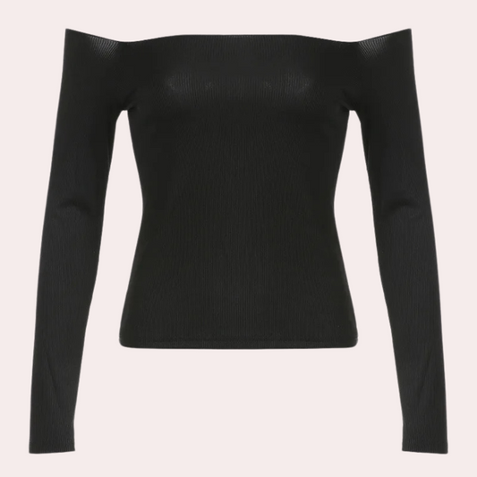 Elegant Off The Shoulder Top | Fitted Long Sleeve Style - HappyKidMart