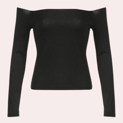 Elegant Off The Shoulder Top | Fitted Long Sleeve Style