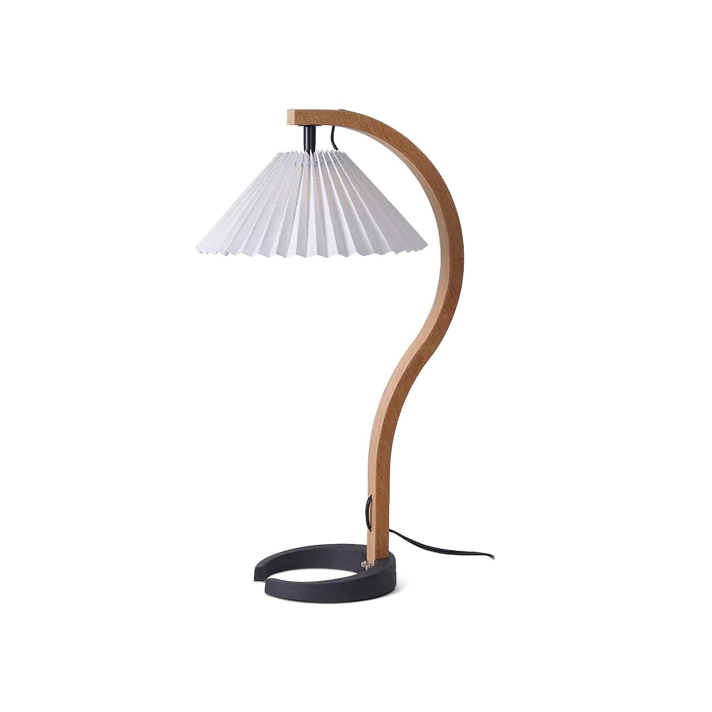 Rustic Wooden Table Lamp with Soft Shade