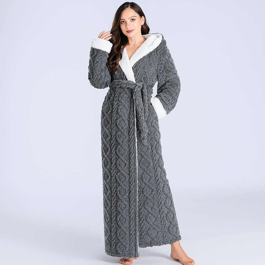 Plush Ladies Cozy Hooded Bath Robe