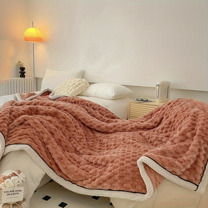Soft Fuzzy Blanket | Pastel Pink with White Border