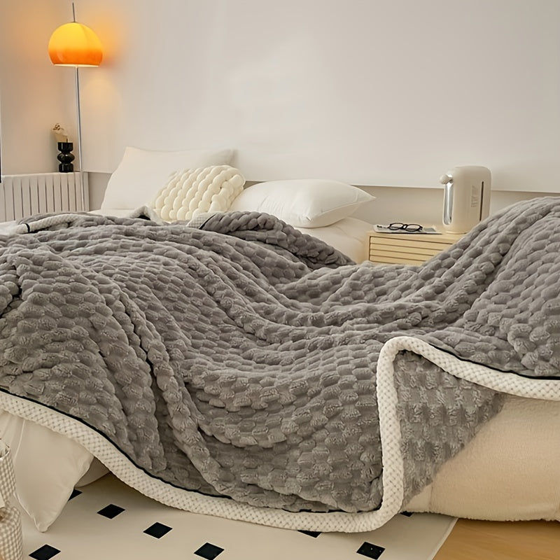 Soft Fuzzy Blanket | Pastel Pink with White Border