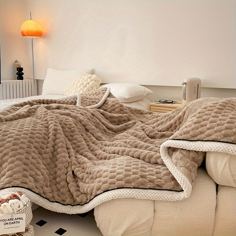 Soft Fuzzy Blanket | Pastel Pink with White Border