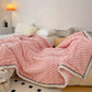 Soft Fuzzy Blanket | Pastel Pink with White Border