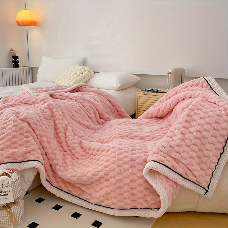 Soft Fuzzy Blanket | Pastel Pink with White Border
