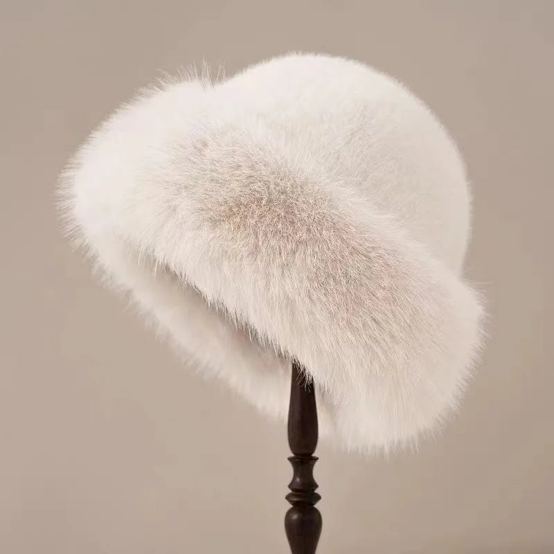 Soft Faux Fur Beanie | Warm White Hat