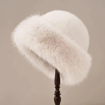 Soft Faux Fur Beanie | Warm White Hat