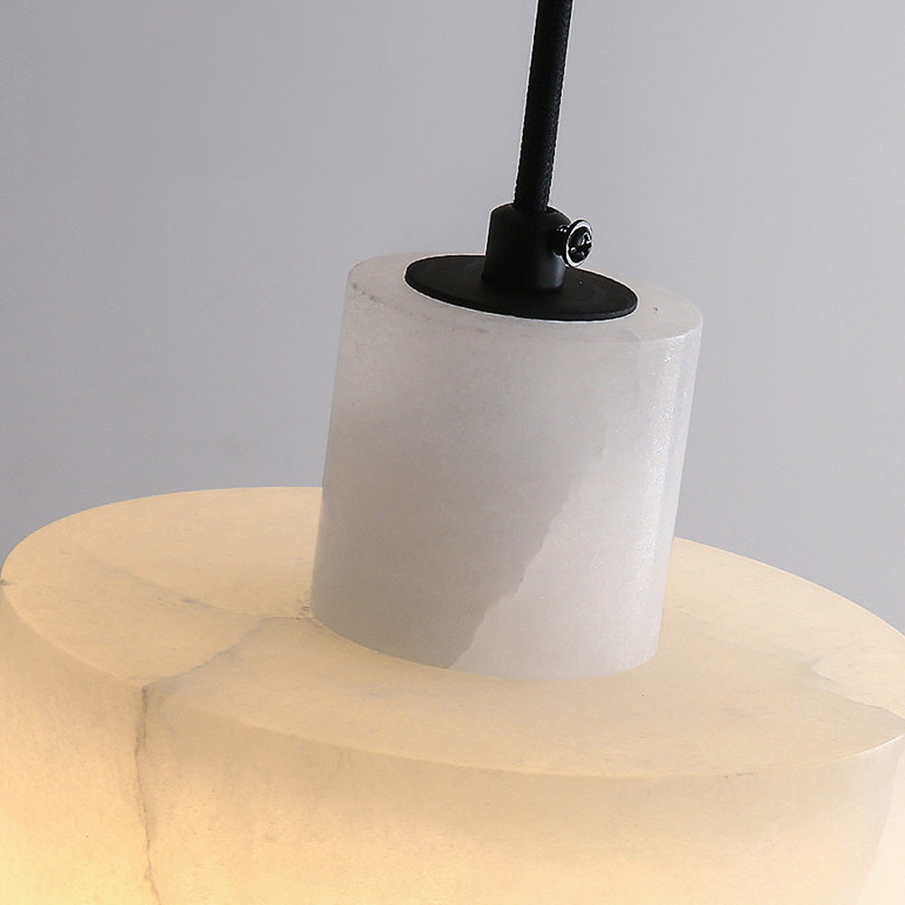 Elegant Hanging Light | White Stone Drop Shade