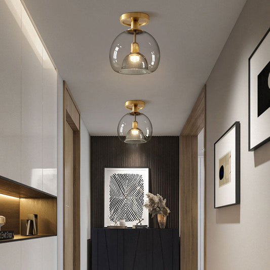 Elegant Glass Pendant Light | Clear Brass Ceiling Fixture - HappyKidMart