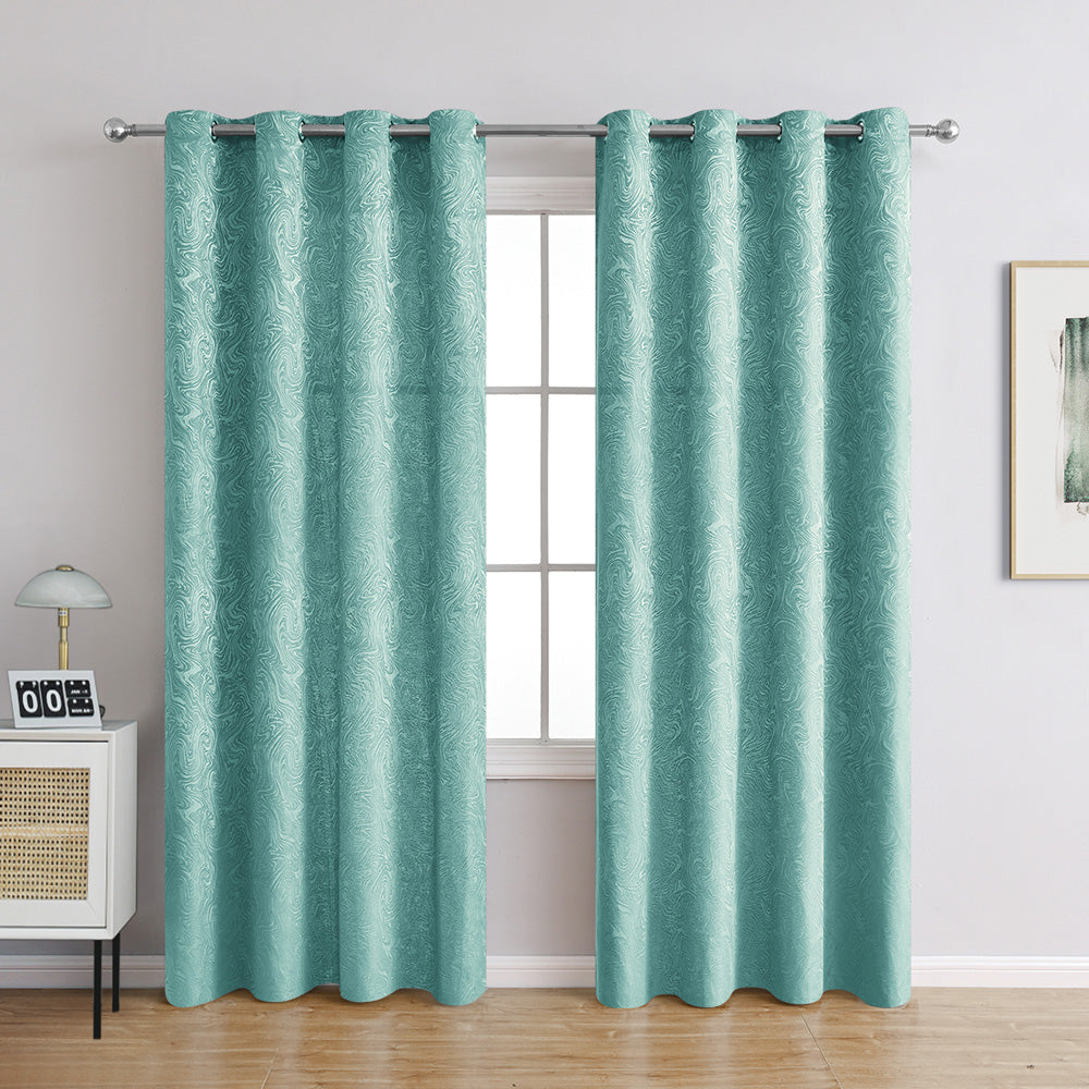 Grey Patterned Room Darkening Curtains