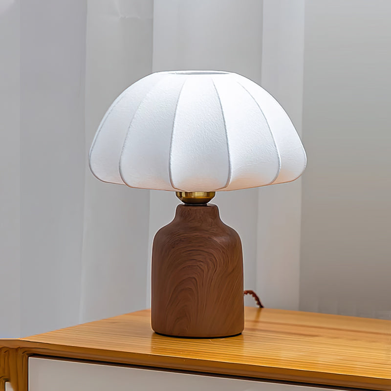 Stylish Table Light | Wood Base Soft Shade