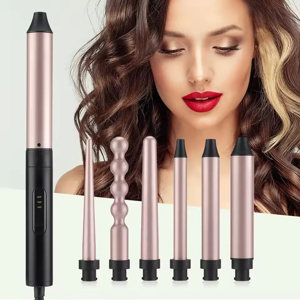 Premium 6-in-1 Curling Iron Hair Styler Set - HappyKidMart