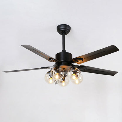 Sleek Black Ceiling Fan With Crystal Glass Shades