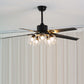 Sleek Black Ceiling Fan With Crystal Glass Shades