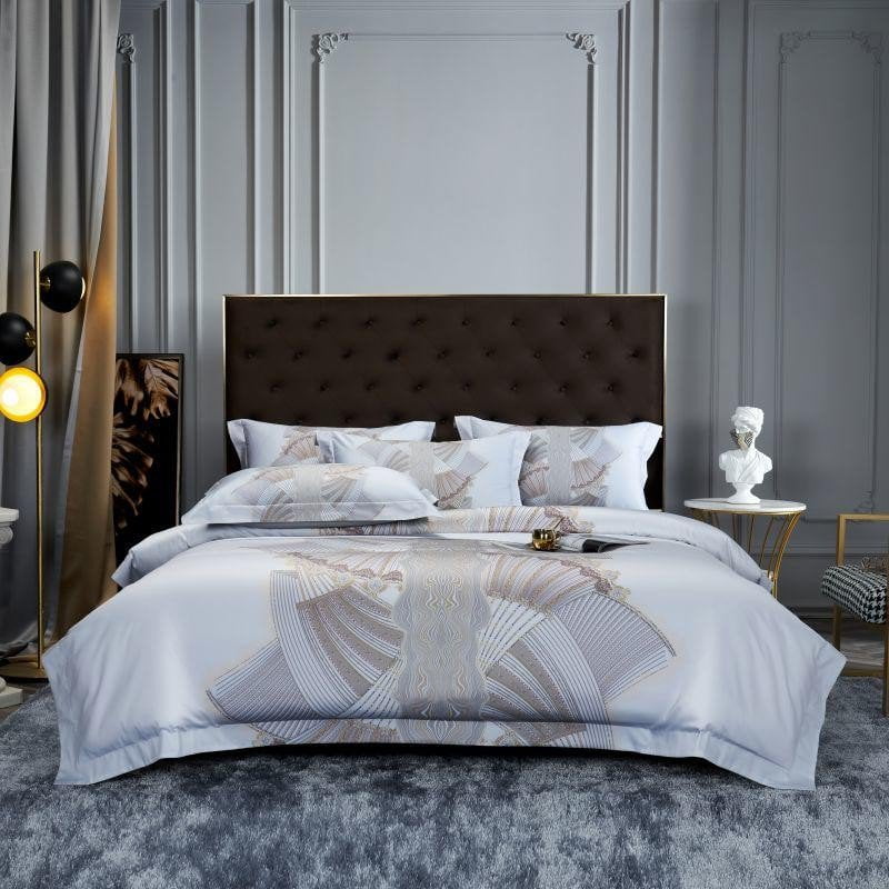 Premium Soft Cotton Bed Sheets | Elegant Grey Embroidery - HappyKidMart