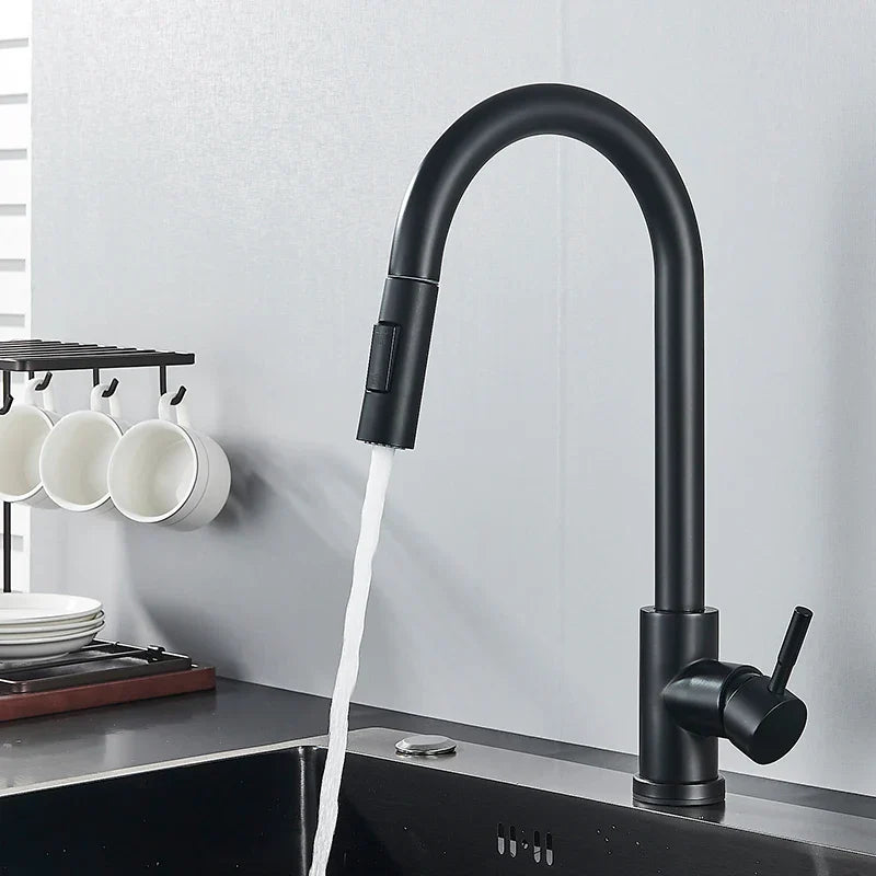 Luxury Gold Kitchen Faucet with Pull Down Spray Head