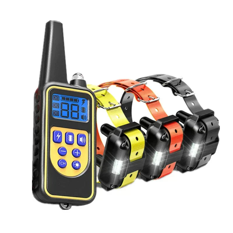 Waterproof Rechargeable Dog Trainer Collar with LED Lights