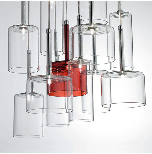 Modern Glass Pendant Lighting | Clear Red Hanging Lamp - HappyKidMart