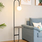 Stylish Floor Lamp with Side Table | Gold and Stone Finish