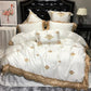 Premium Cotton Bed Sheets | Elegant Gold Embroidery - HappyKidMart