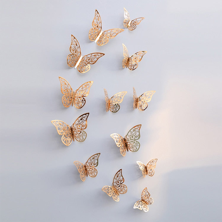 Colorful Butterfly Art Wall Decoration Rose Gold Finish