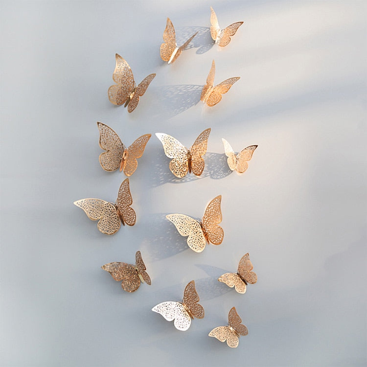Colorful Butterfly Art Wall Decoration Rose Gold Finish