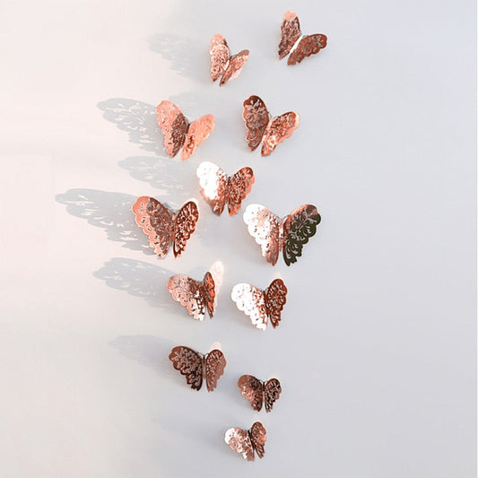 Colorful Butterfly Art Wall Decoration Rose Gold Finish - HappyKidMart