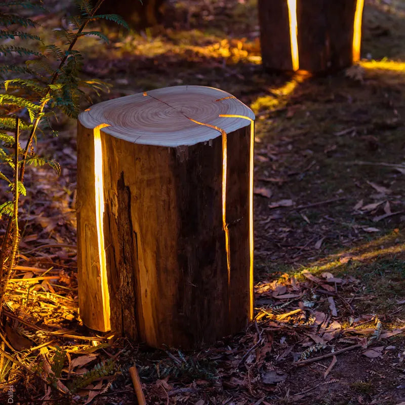 Natural Wood Effect Outdoor Lamp