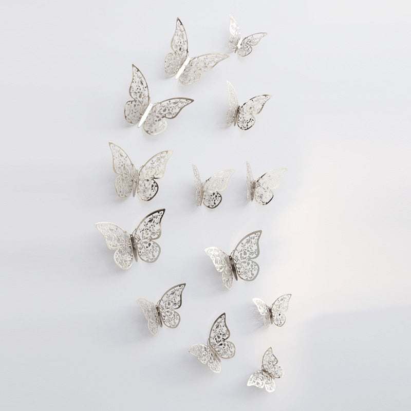 Colorful Butterfly Art Wall Decoration Rose Gold Finish