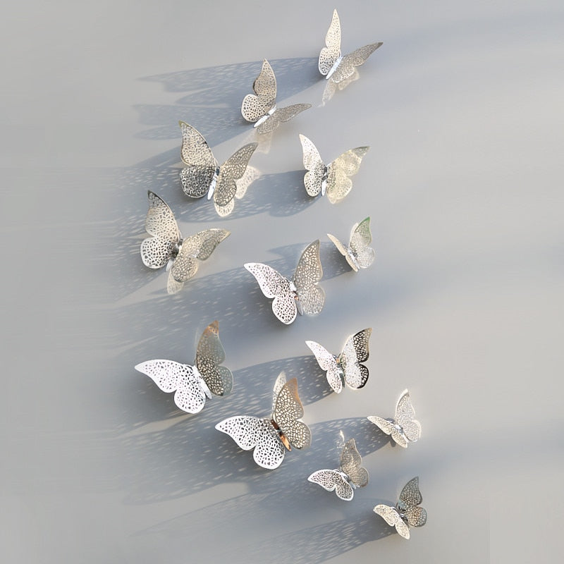 Colorful Butterfly Art Wall Decoration Rose Gold Finish
