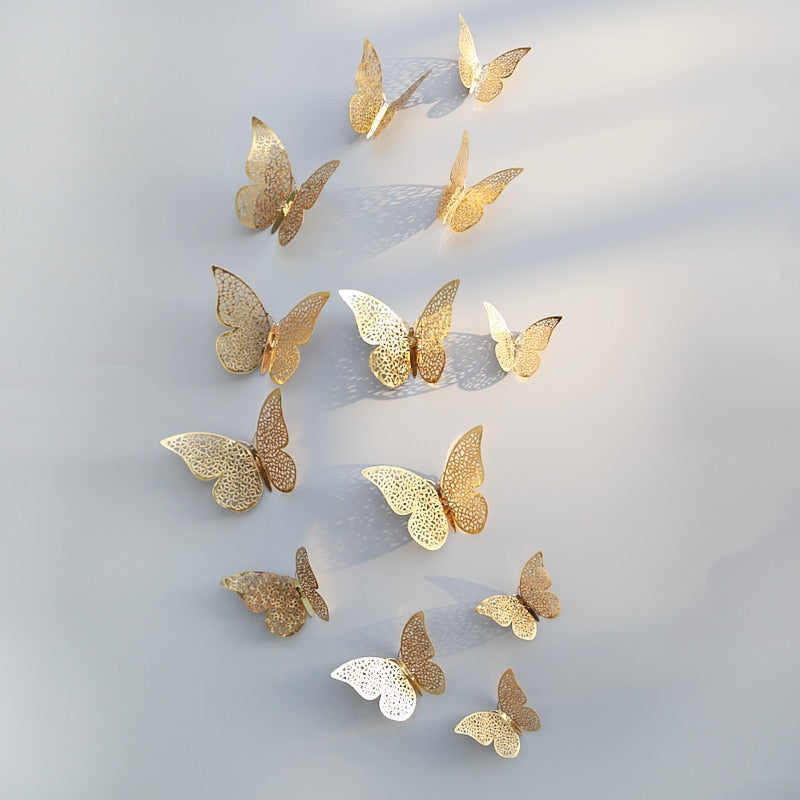 Colorful Butterfly Art Wall Decoration Rose Gold Finish