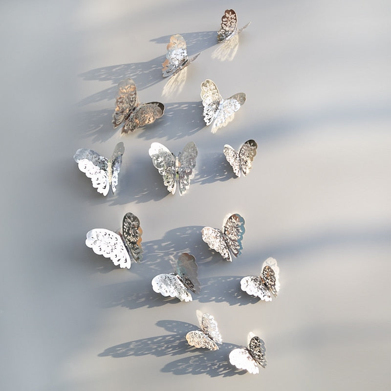 Colorful Butterfly Art Wall Decoration Rose Gold Finish